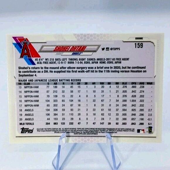 2021 Topps Chrome - Shohei Ohtani Los Angeles Angels #159 - Picture 5 of 11